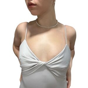 Dynamite Y2K - RSVP Collection  Knot Front Grey Satin Maxi Dress - Size Small